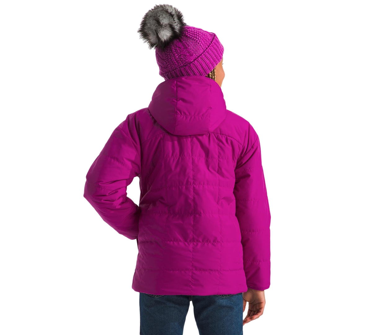 The North Face Big Girls Shasta Reversible Full-zip Hooded Short Parka In Deep Mulberry