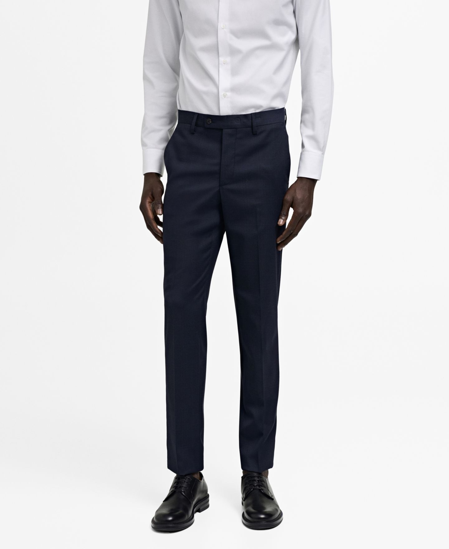Мужские брюки MANGO Stretch Fabric Suit, цвет: Тёмный тёмно-синий — фото 1