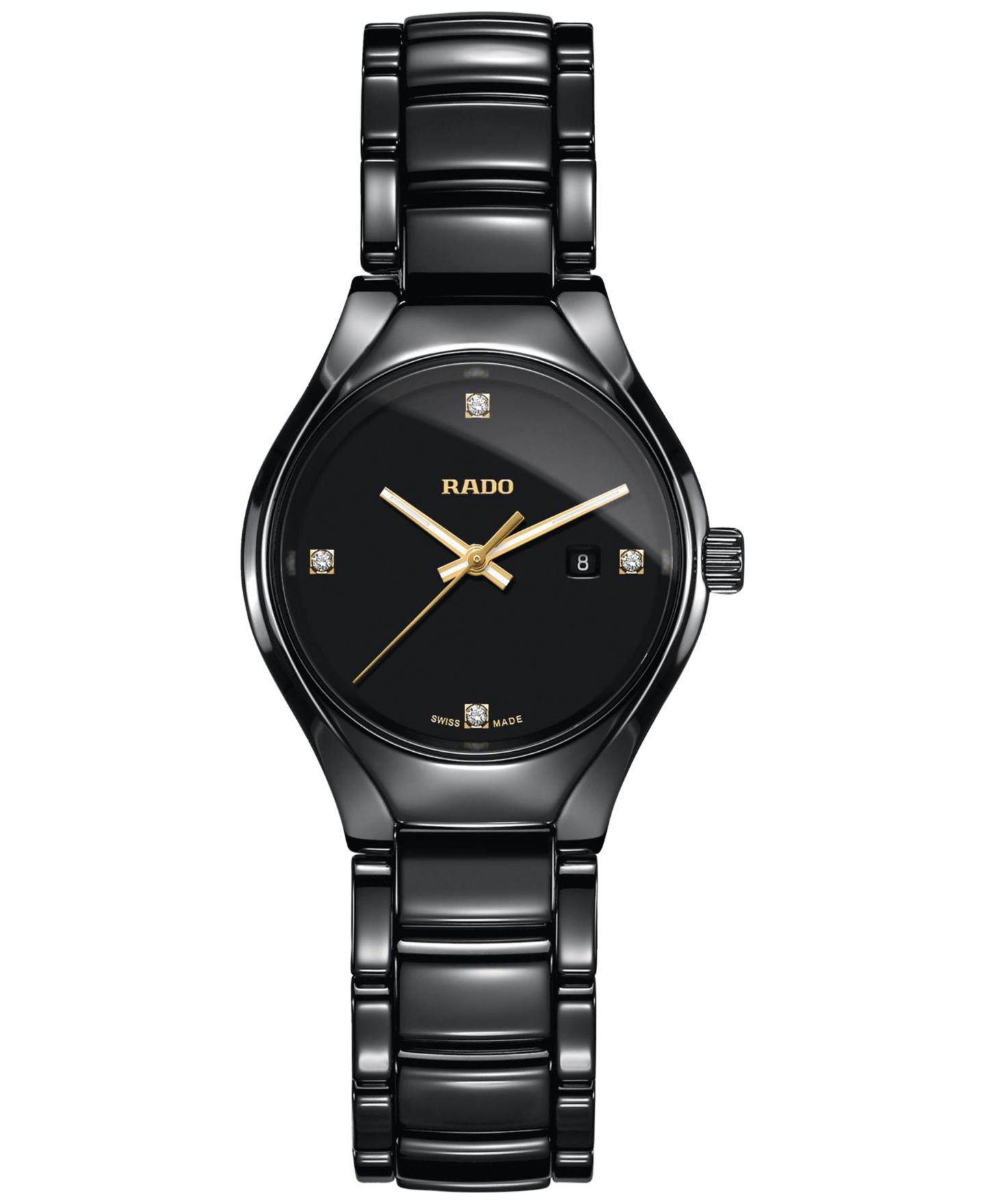 Женские часы Rado Swiss True Diamond Accent Black High-Tech Ceramic Bracelet Watch 30mm R27059712 — фото 1
