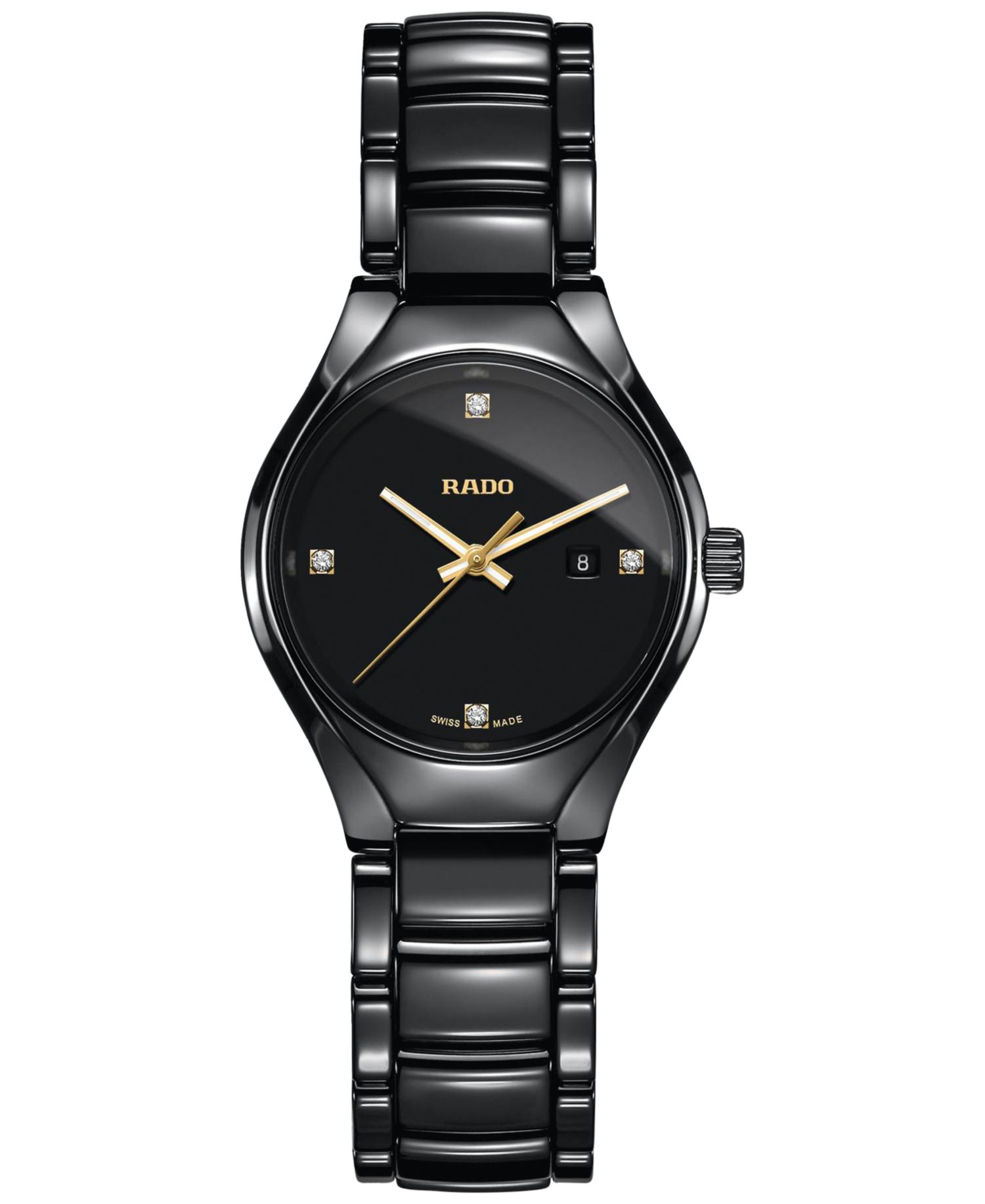 Women's Swiss True Diamond Accent Black High-Tech Ceramic Bracelet Watch 30mm R27059712
