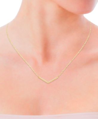 Diamond Chevron Bar 18" Collar Necklace (1/10 ct. t.w.) in 10k Gold