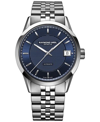 RAYMOND WEIL Men's Swiss Automatic Freelancer Stainless Steel Bracelet Watch 42mm 2740-ST-50021