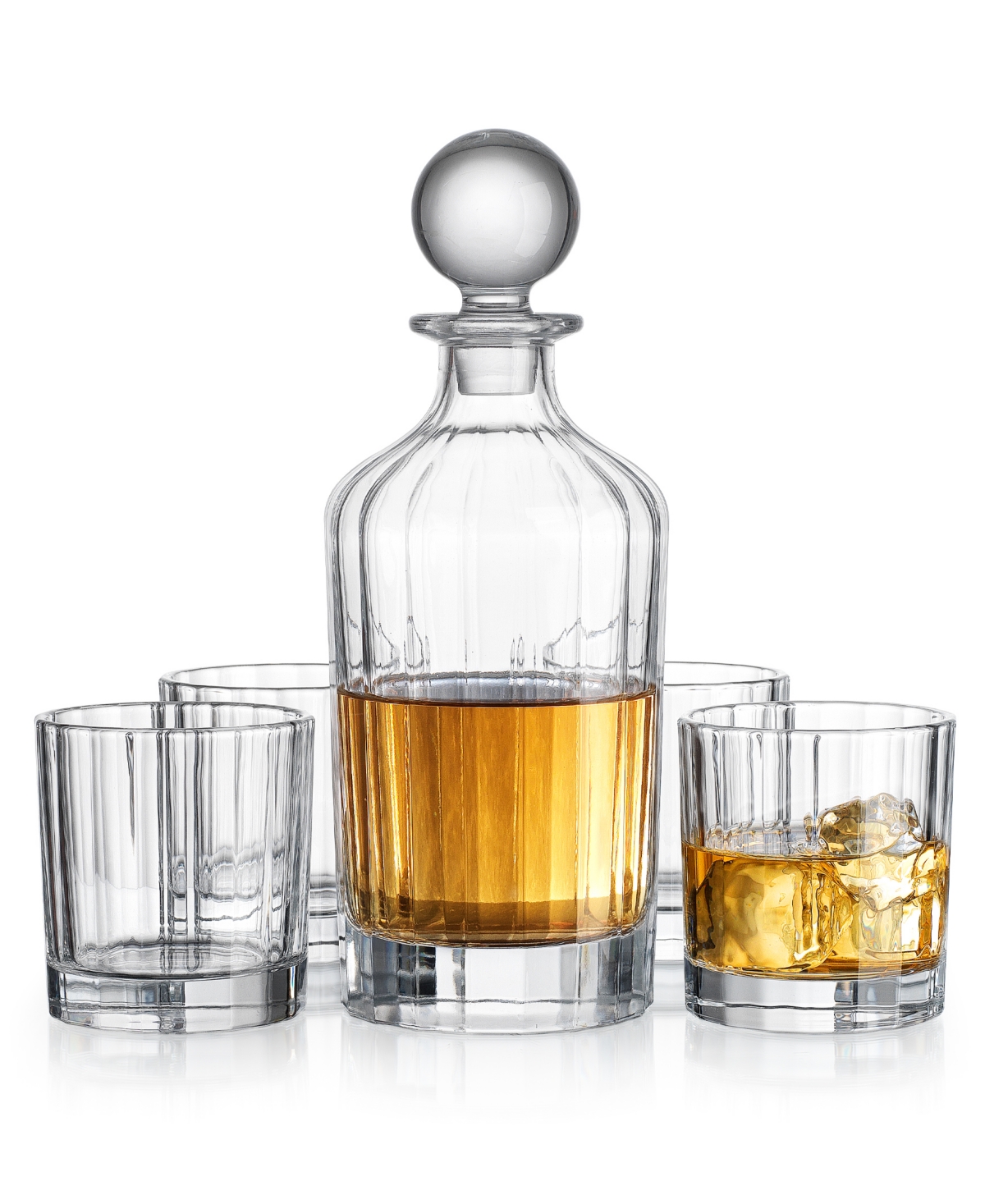 Godinger 5 Piece Whiskey Set with Decanter and 4 Double Old Fashioned Glasses