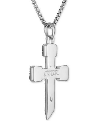 Marc Anthony Men's Black Diamond Cross Pendant Necklace (3/8 ct. t.w.) in Sterling Silver-Plate, 24" + 2" extender, BVP1070-WSAA