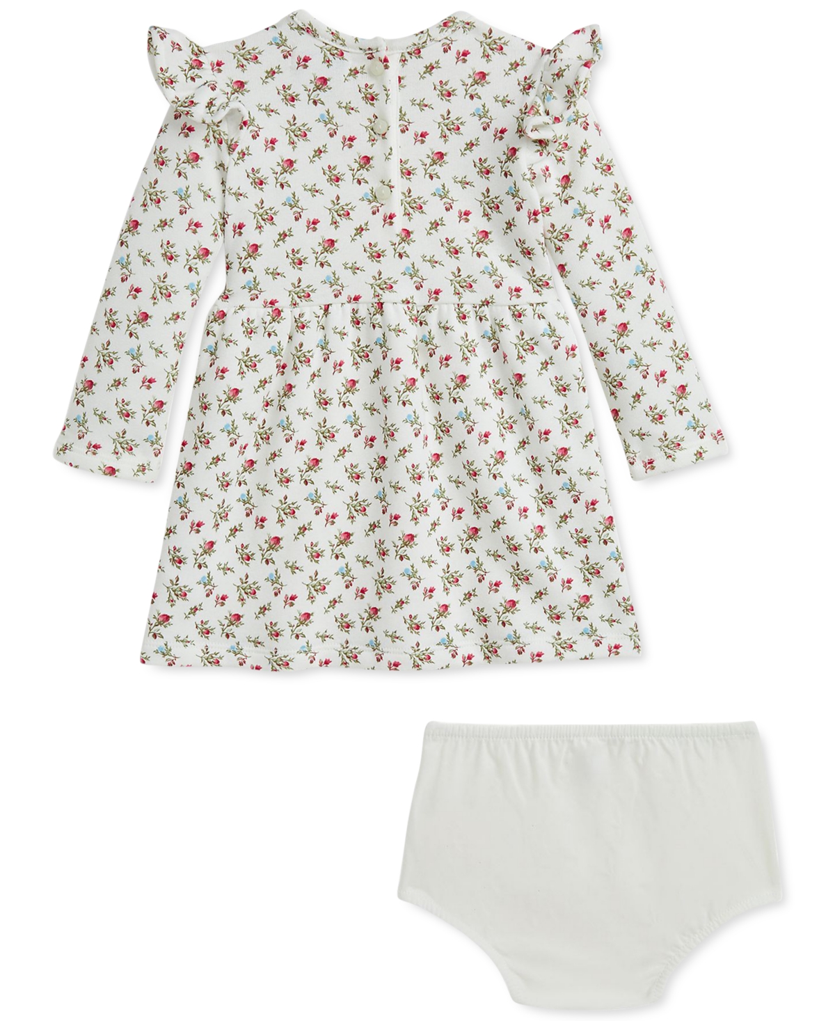 Polo Ralph Lauren Baby Cotton Ruffled Floral Dress with Matching Bloomer
