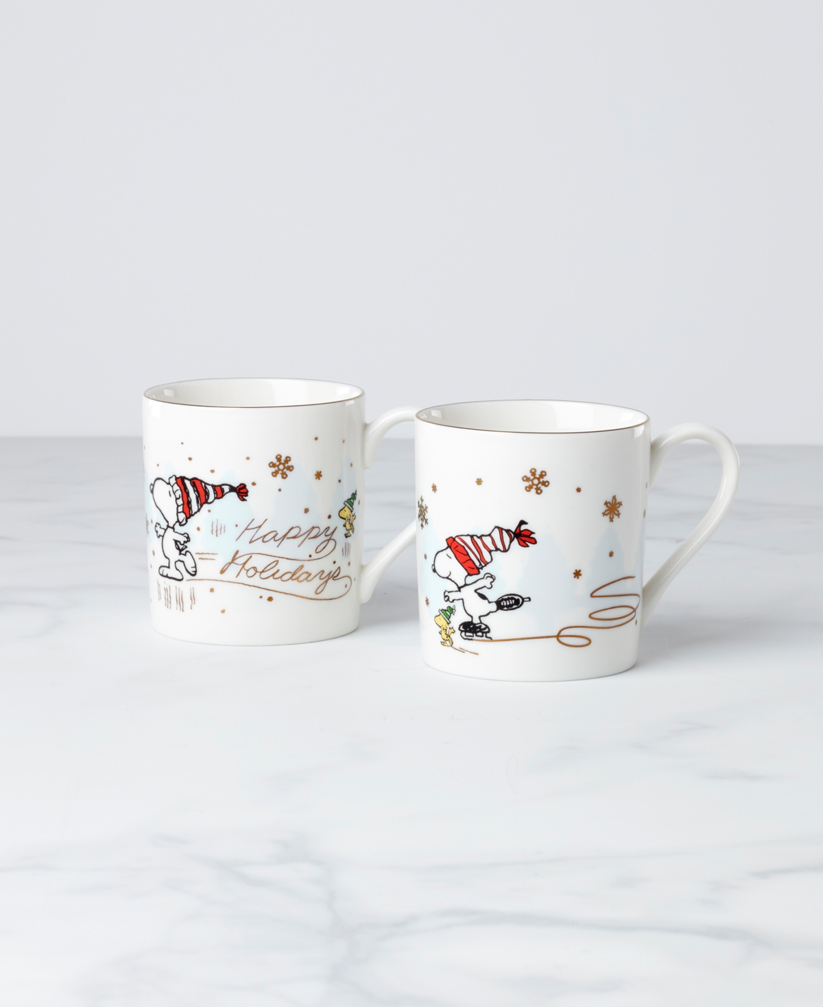 Lenox Peanuts Snoopy Skating Mugs, Set of 2, Exclusively at Macy's
