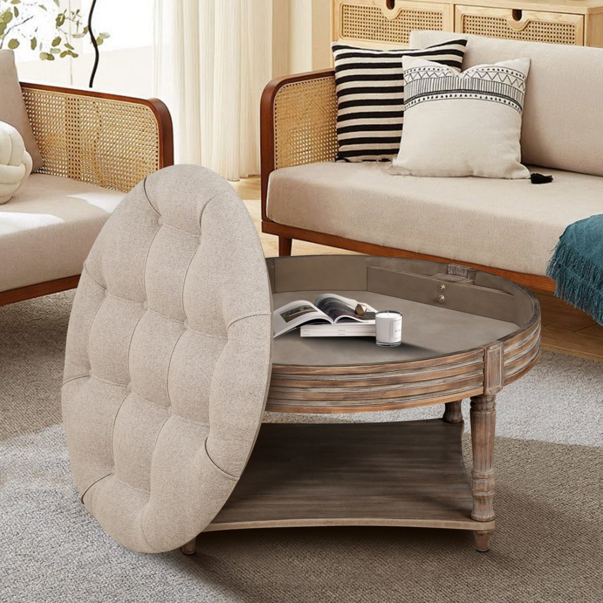 Round Tufted Ottoman: Style, Storage, Comfort