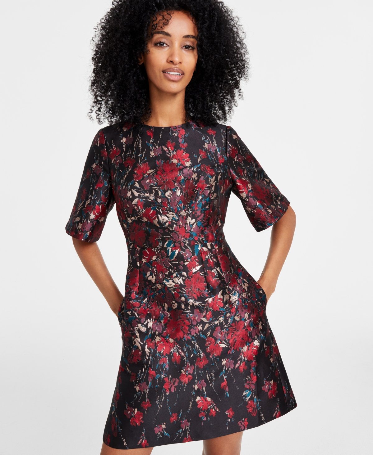 Vince Camuto Petite Brocade Fit & Flare Dress