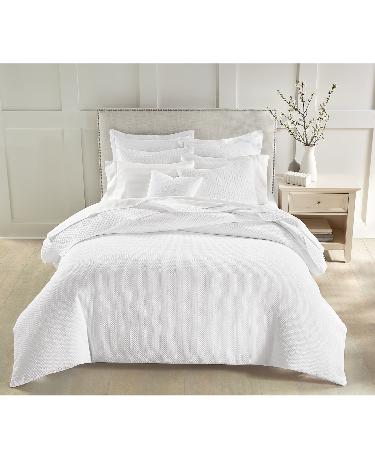 Charter Club Waffle Stripe 2-pc. Comforter Set, Twin, Exclusively At Macy's In White