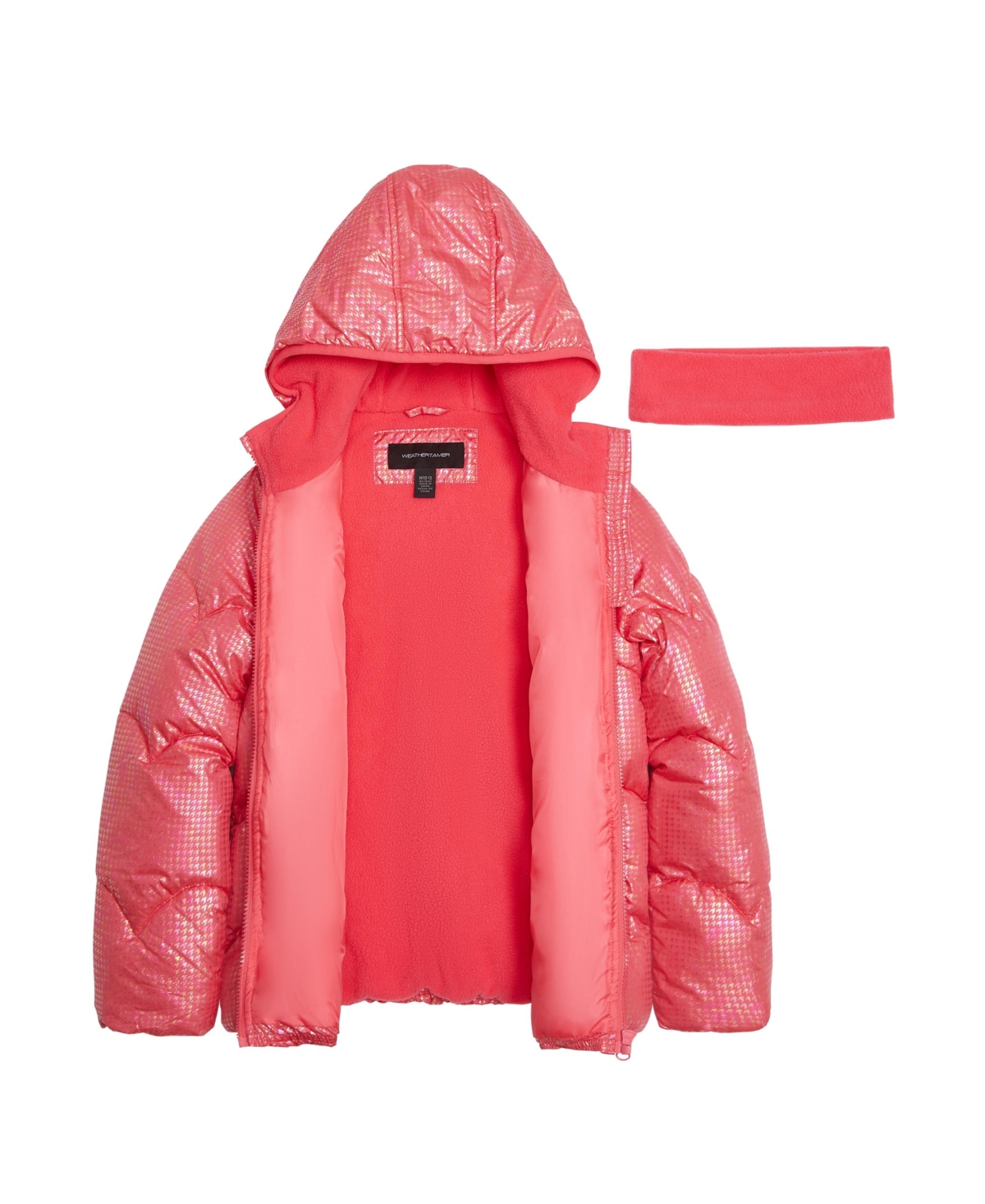 WEATHERTAMER BIG GIRLS IRIDESCENT FOIL PUFFER JACKET 