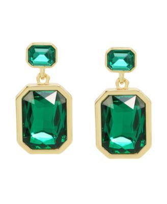 Faux Stone Gem Double Drop Earrings
