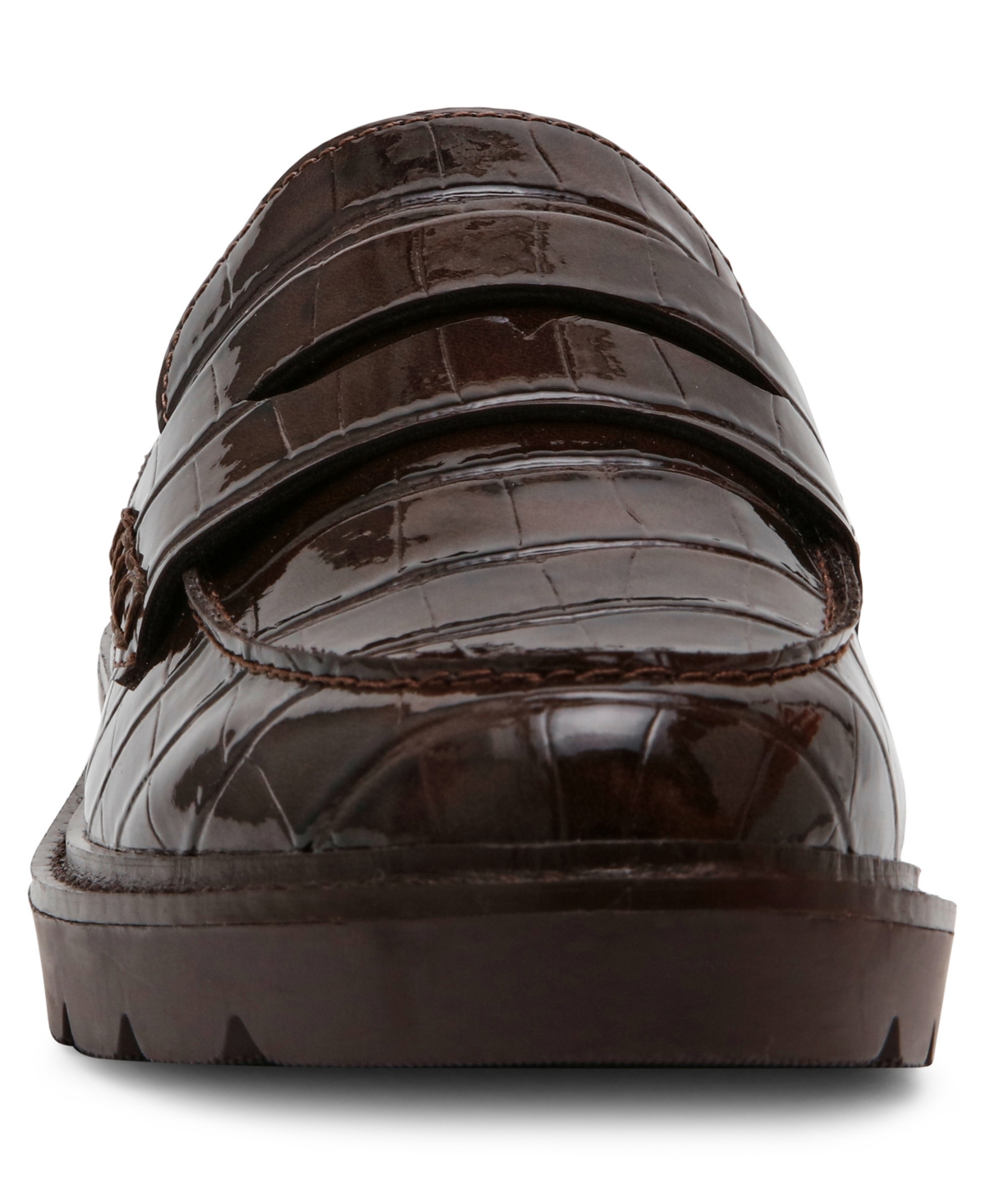 Anne Klein Eryn Womens Padded Insole Patent Loafers In Brown Croc