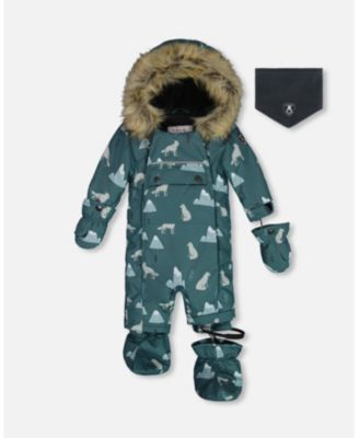 Deux par Deux Baby Boy One Piece Baby Snowsuit Sage Printed Wolves Designed For Car Seat Infant Toddler Macy s