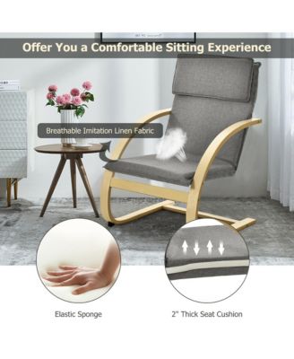 Set of 2 Bentwood Lounge Chair Fabric Upholstered Accent Leisure Armchair Gray