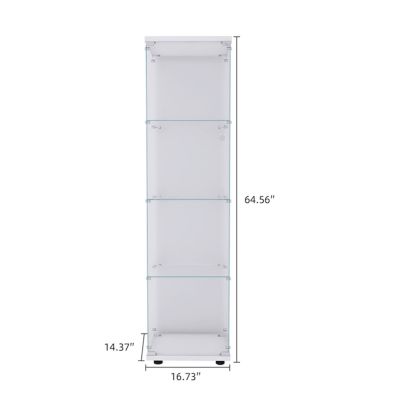 4 Shelves Glass Cabinet Glass Display Cabinet With One Door