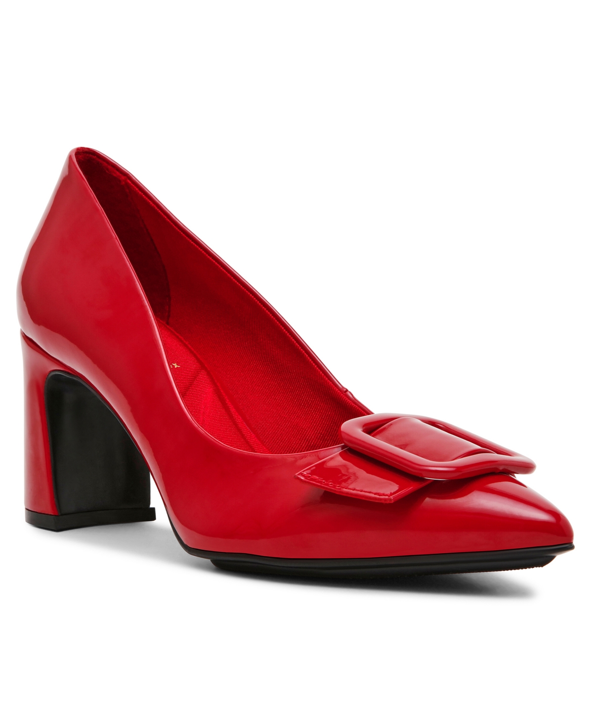 Anne Klein Women's Bentley Buckle Block Heel Pumps In Deep Red Patent