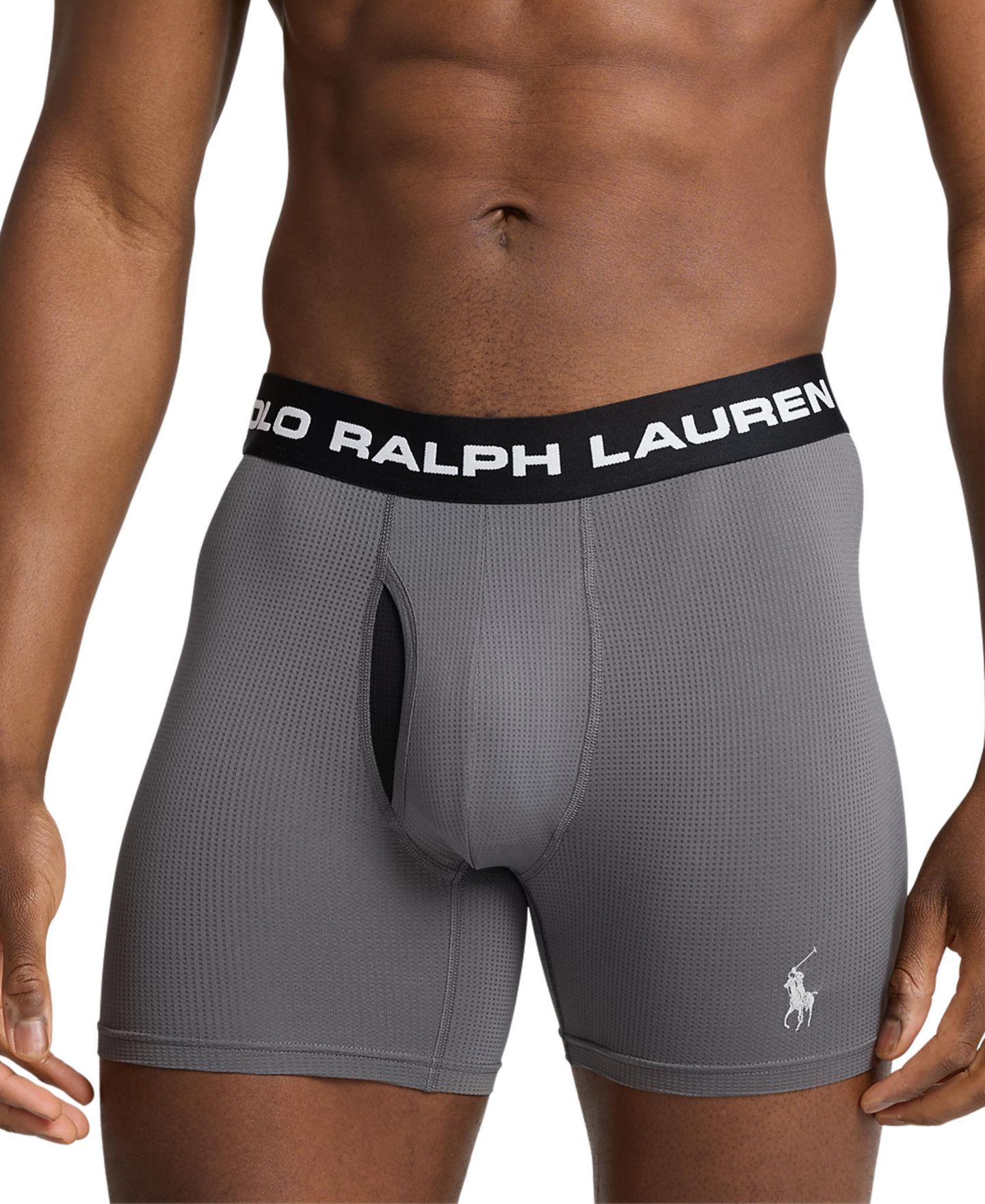 Мужские трусы Polo Ralph Lauren 3-Pack Perfect Pouch Boxer Briefs, цвет: Серый / Чёрный — фото 2