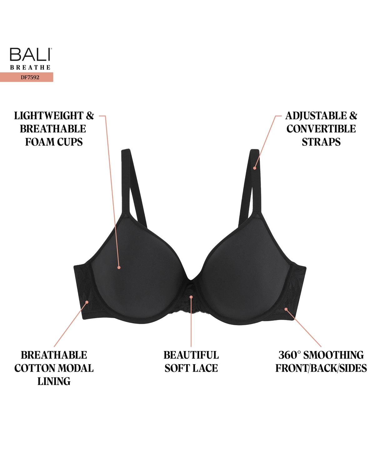 Bali Women's Breathe Lightweight T-Shirt Bra