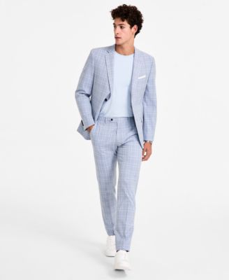 Мужской приталенный костюм в клетку с отделкой от Alfani, созданный для Macy's