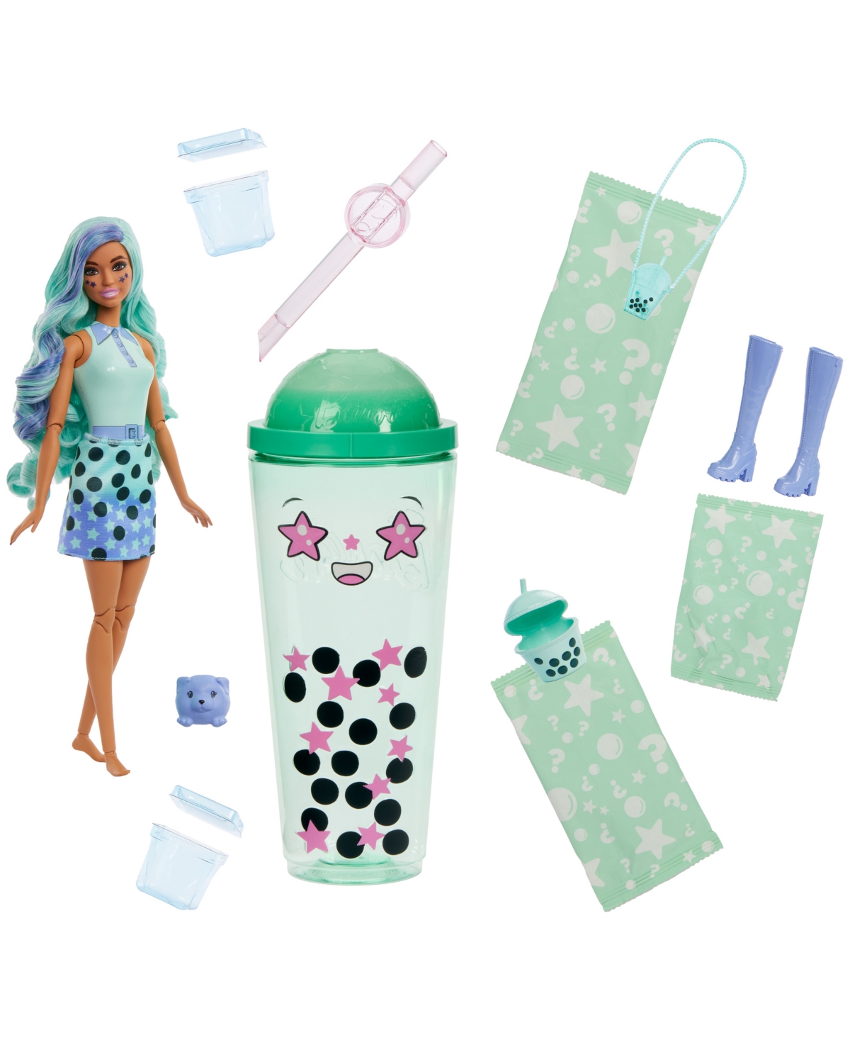 Shop Barbie Pop Reveal Bubble Green Tea Scented Series Doll With Accessories Set In Multi-color