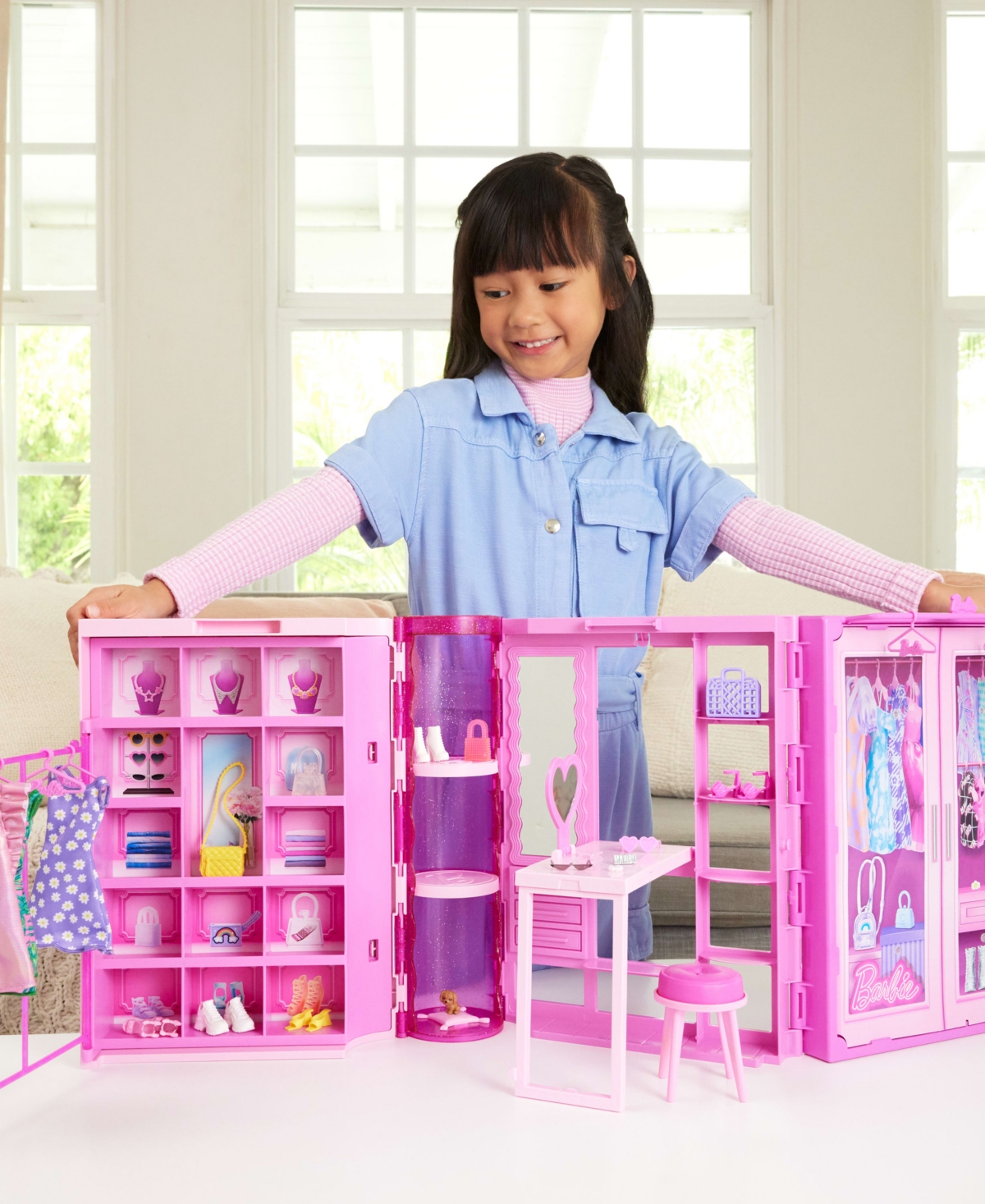 Barbie Dream Closet Toy Playset With Fashion Doll, Clothes, Accessories, 3-ft-wide With 25+ Pieces In Multi-color