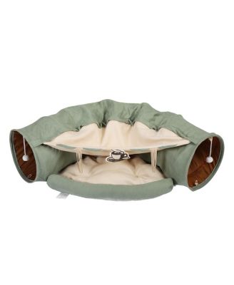 Streamdale Collapsible Cat Tunnel and Bed Bright Green Oasis for Play and Rest