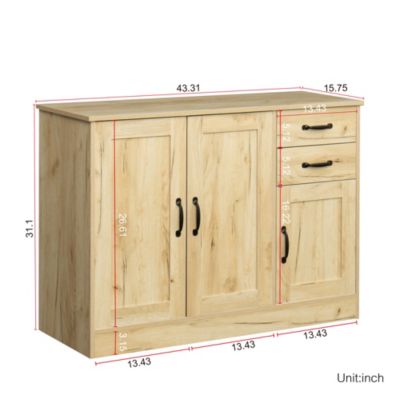 Streamdale Modern Wood Buffet with Doors, Storage, and Drawers