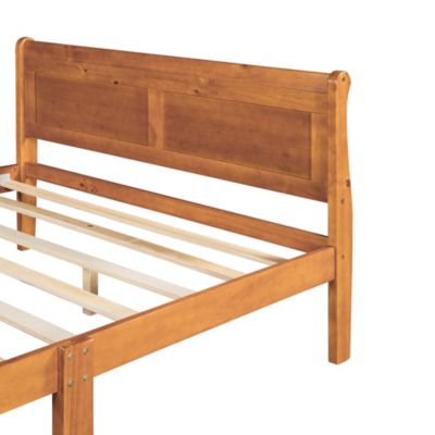 Streamdale Full Size Wood Platform Bed With Headboard And Wooden Slat Support