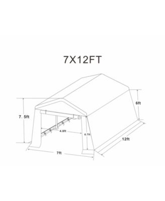 Streamdale 7x12FT Portable Garage Shelter with Roll-Up Doors & Vents