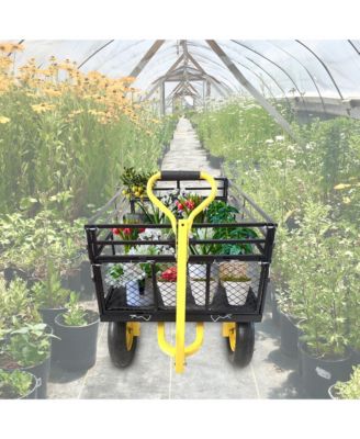 Sturdy Garden Cart 1400 LBS Load Capacity, Steel Mesh Bed