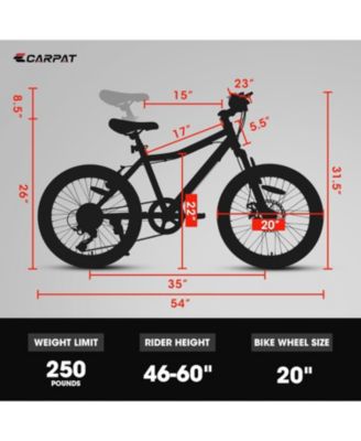 20" Kids' Mountain Bike, 7-Speed, Disc Brake, Suspension