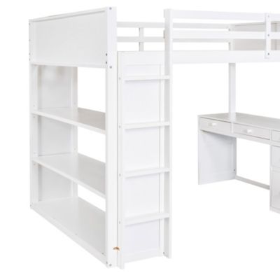 Streamdale Full Size Loft Bed With Ladder, Shelves, And Desk