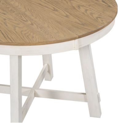 Oak Wood Farmhouse Dining Table with Extendable Leaf