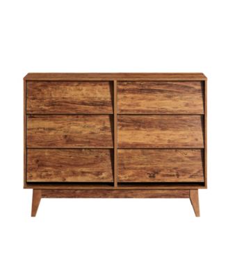 Vintage-Style 6 Drawer Double Dresser with Bevel Design