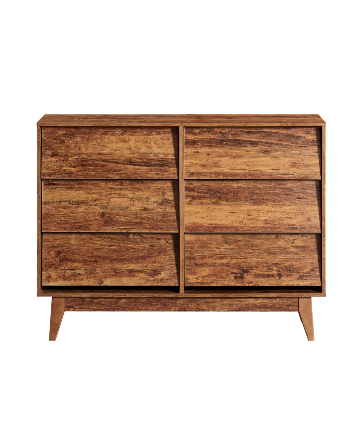 Streamdale Furniture Vintage-Style 6 Drawer Double Dresser with Bevel Design