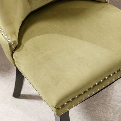 2-PCS Contemporary Velvet Olive-Green  Dining Chairs
