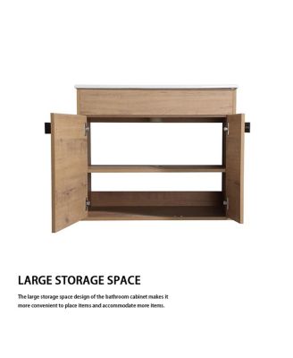 1Pc Silent-Closing Doors &amp; Adjustable Shelf Dual-Purpose Bathroom Vanity Cabinet