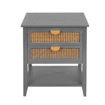 2-Drawer Rattan Side Table for Living Spaces