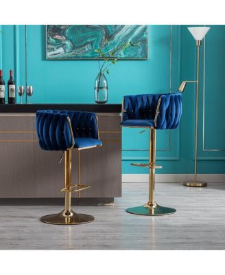 Adjustable Height Bar Stools with Chrome Accents