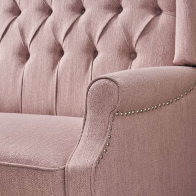 1 Count Fabric Contemporary Nailhead Wingback Pushback Recliner