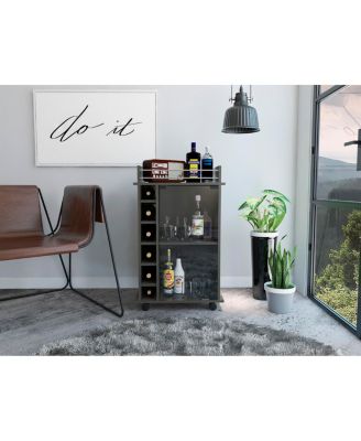 Streamdale Savannah 6-Bottle 3-Shelf Bar Cart White