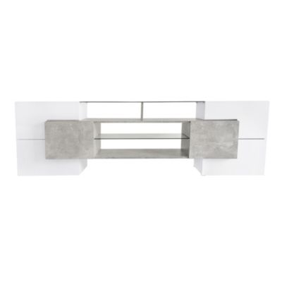 Modern Grey TV Stand with LED Shelves