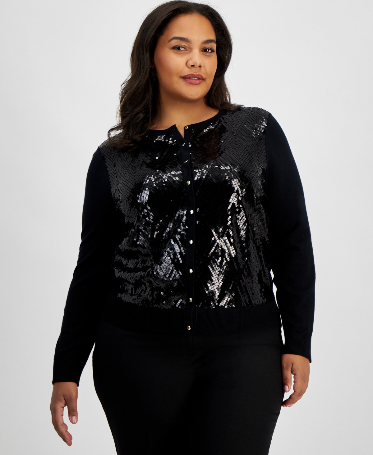 Jm Collection Plus Size Sequined Cardigan, Created for Macy's