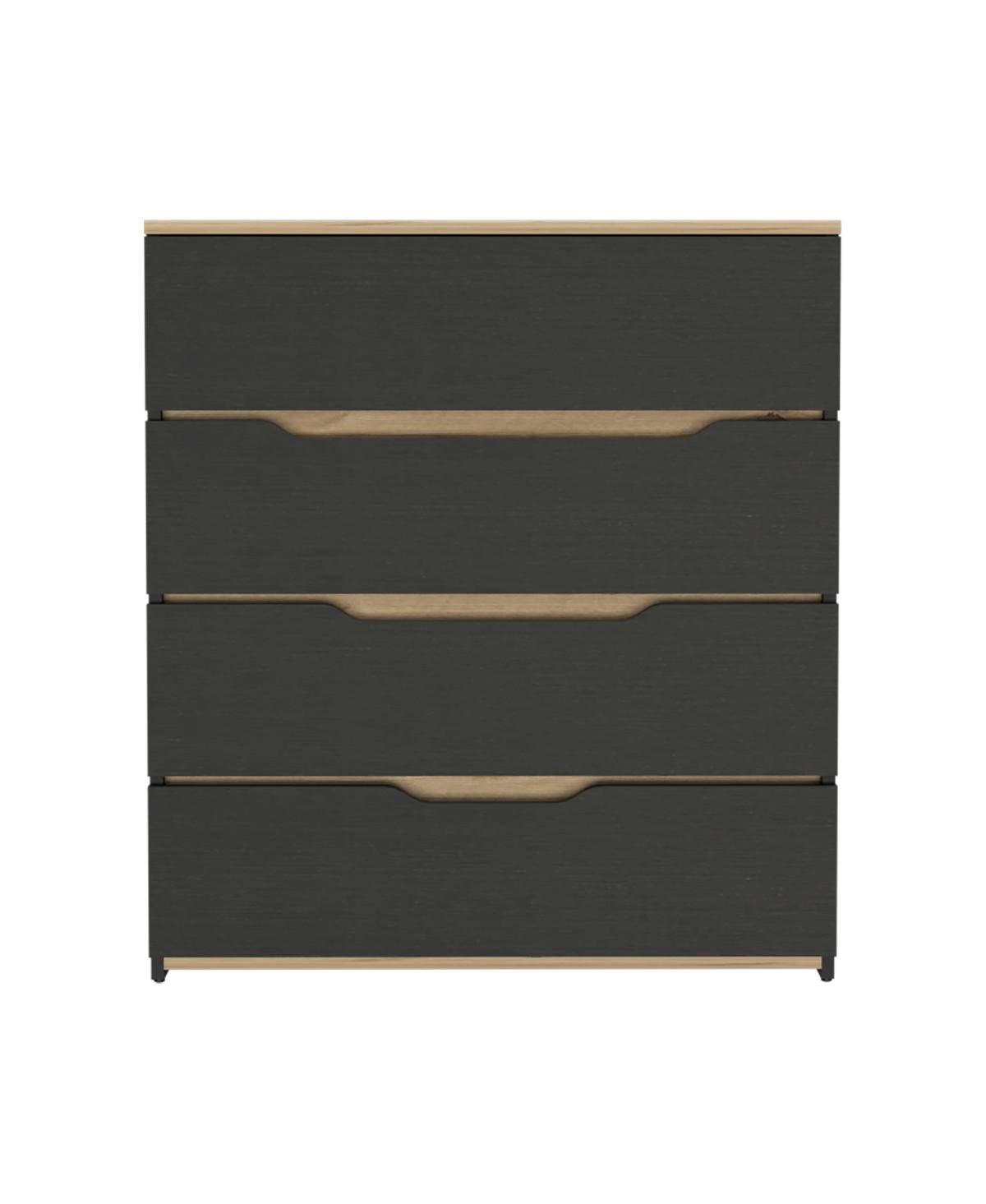 Streamdale Furniture Zoe Dresser, Superior Top, Four Drawers - Black Light Oak