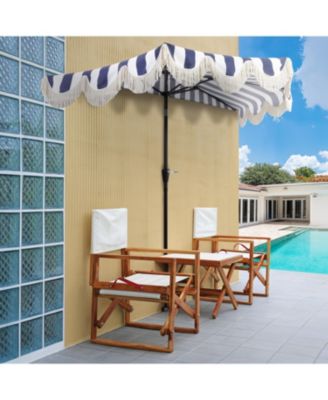 9ft Half Market Umbrella, Scalloped Fringe, Crank, Button Tilt, UV Protection