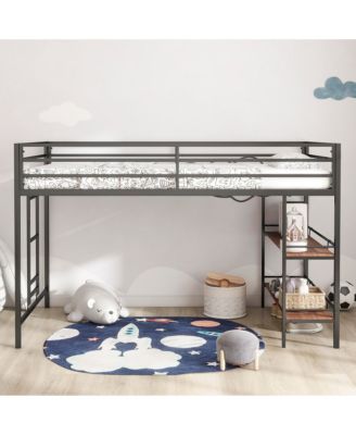 Adam junior twin loft bunk with Cinnamon wood shelf