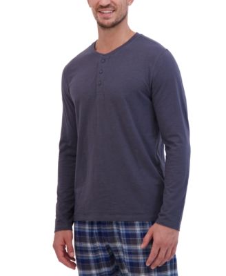 Hanes Mens 2-Pc Long-Sleeve Henley Crew Top - Ultra Soft Flannel Jogger Pant Sleep Set 4290₽
