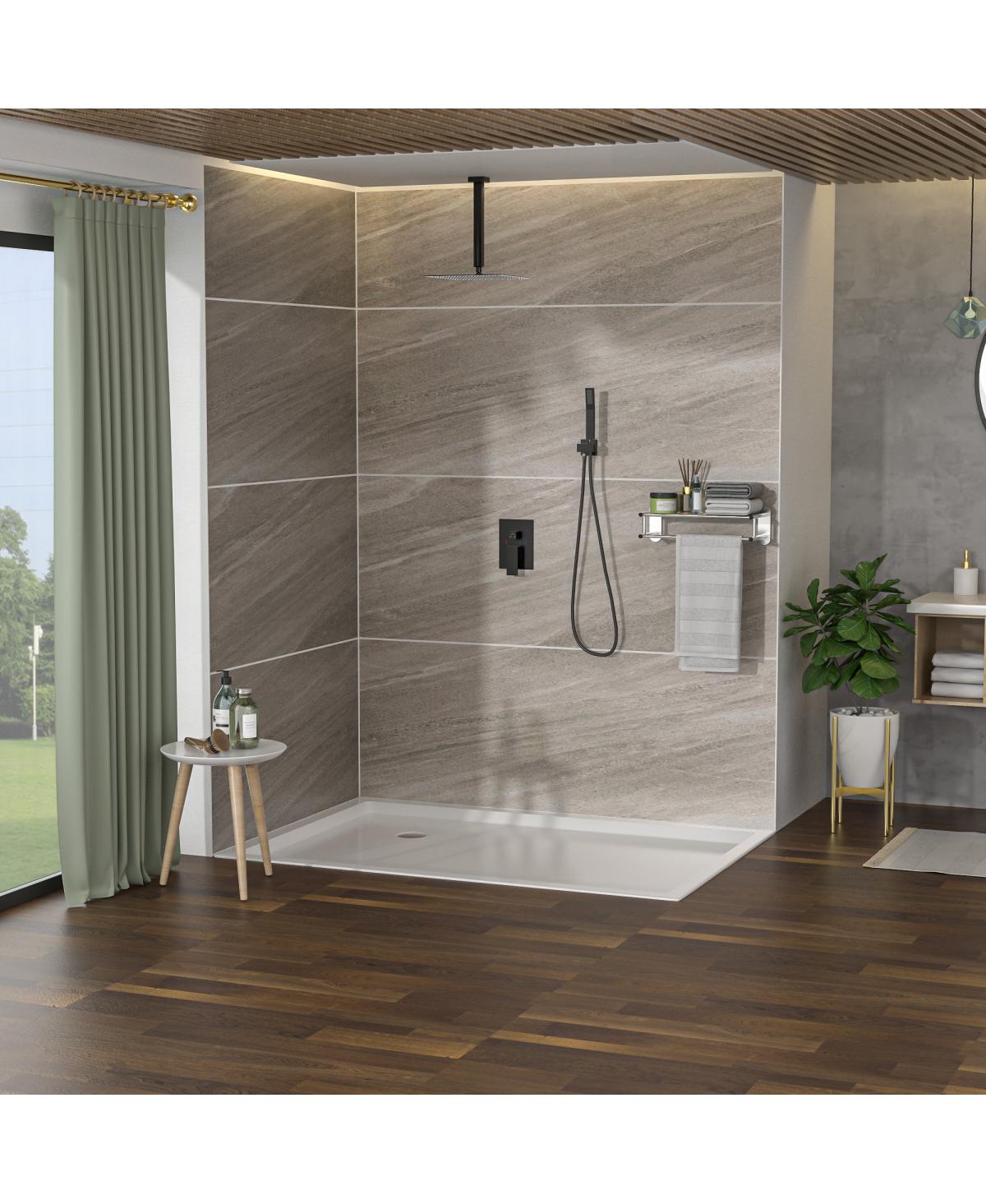 Streamdale Furniture Ceiling Shower Set - 12 Inch Square Shower Set, Dual Shower Heads, Oil Rubber Bronze - Oil-rubbed bronze