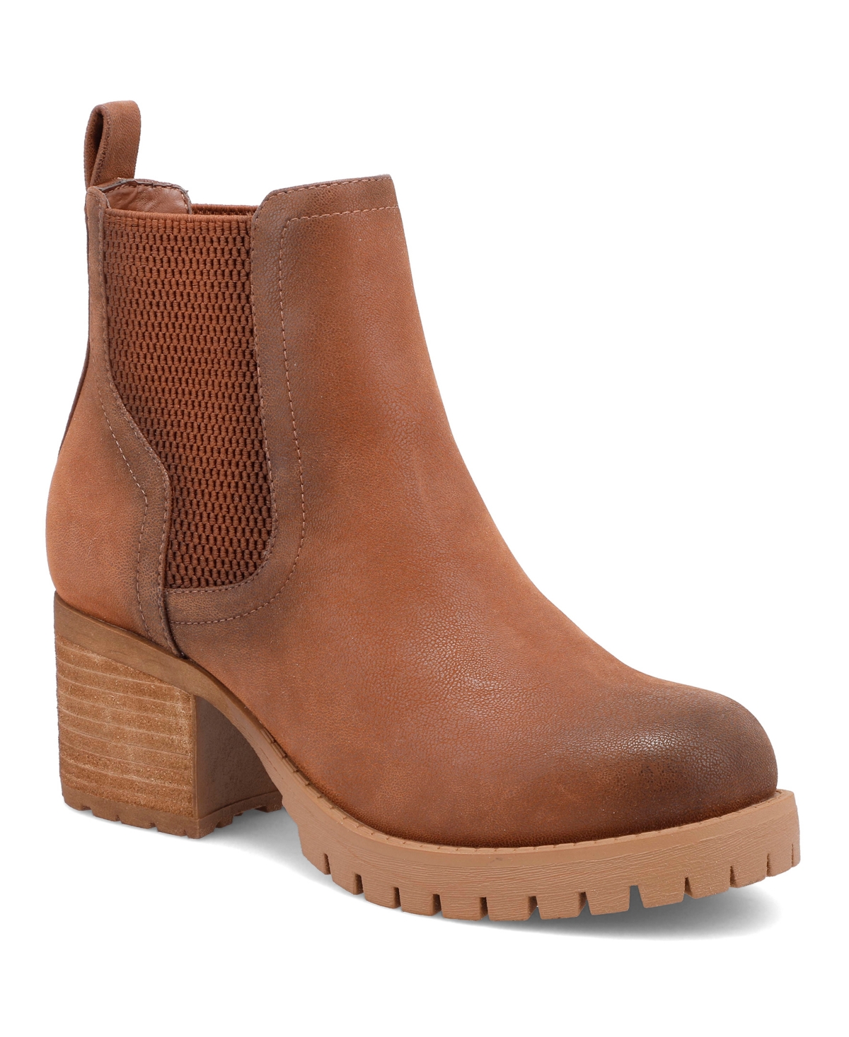 Women's Jonna Lug Sole Block-Heel Booties - Brown