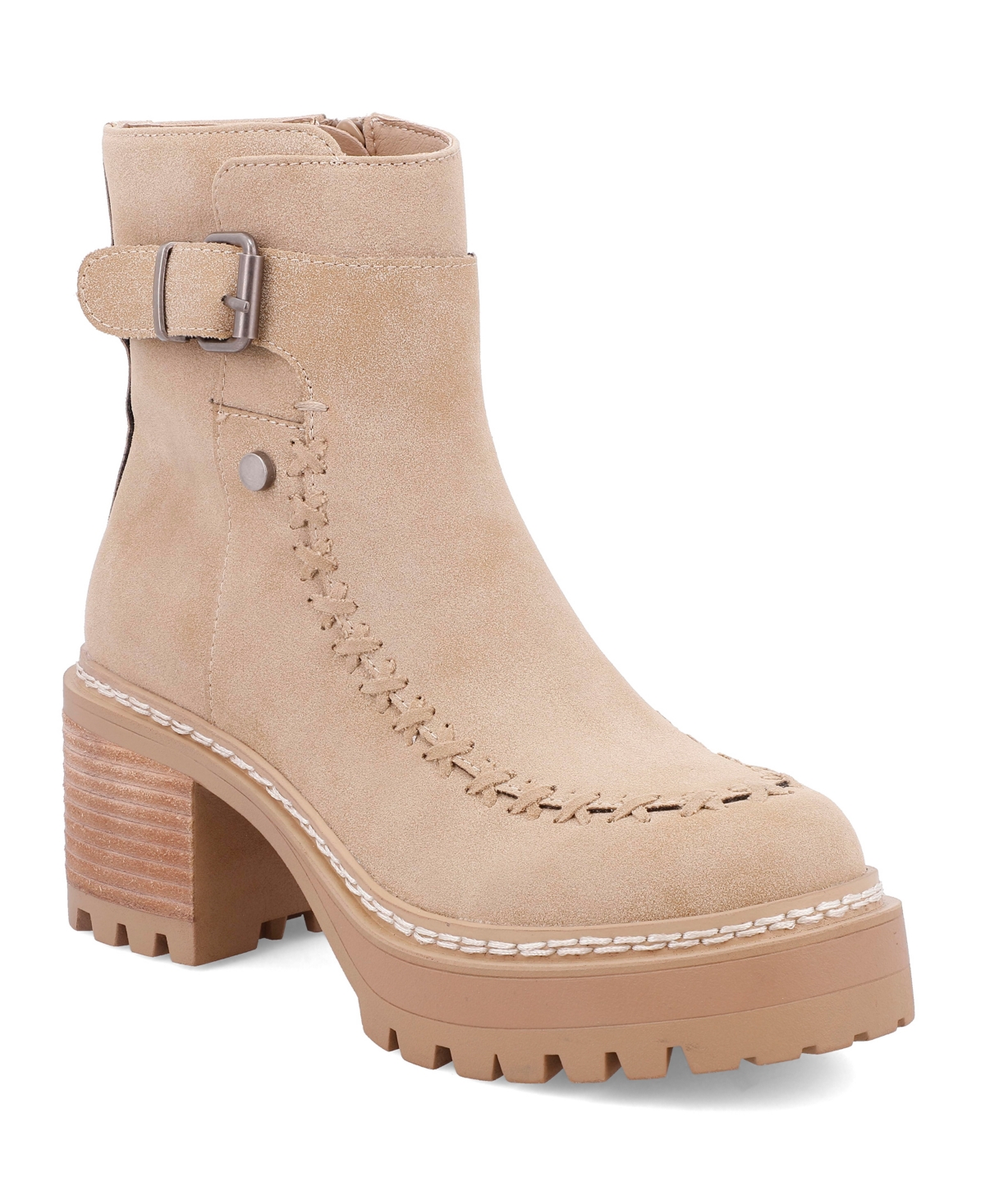 Women's Toula Lug Sole Whipstitch Booties - Sand